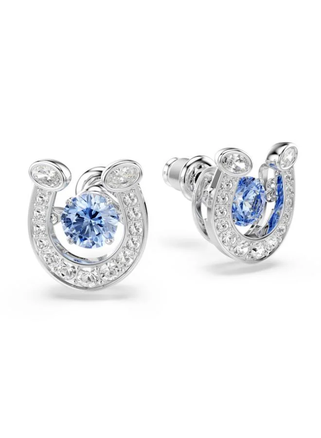 Swarovski  Symbolica Blue Crystal Rhodium Plated Pierced Earrings for Women | Best Price UAE